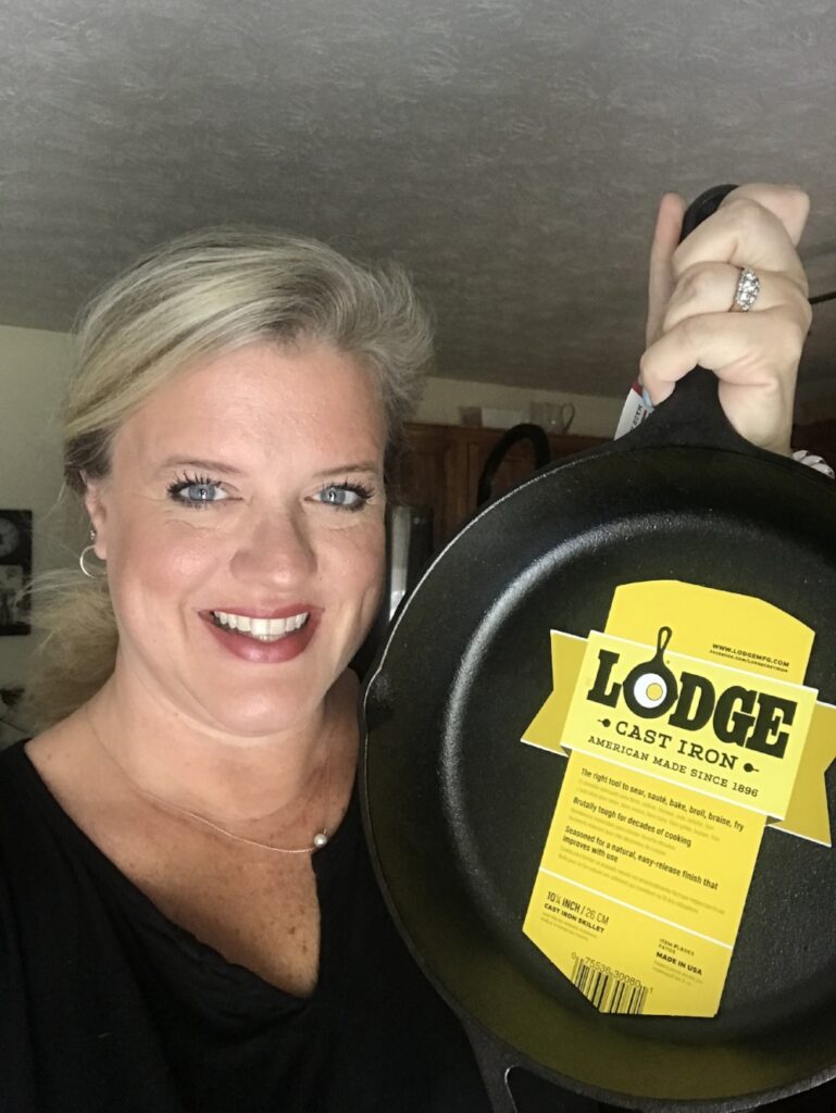 Brooke with a cast iron skillet