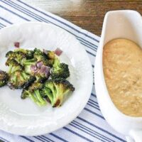 Roasted Broccoli with Tangy Cheese Sauce