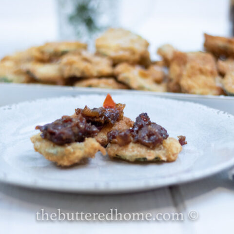 Fried Zucchini with Bacon Chutney