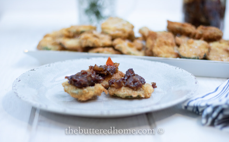Fried Zucchini with Bacon Chutney