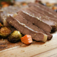 Bourbon Steak with Brussel sprouts and sweet potatoes
