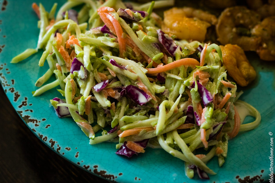 a plate of colorful coleslaw