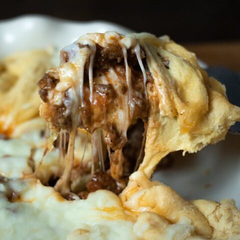 a slice of Italian crescent casserole
