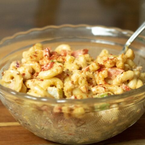 a bowl of macaroni salad