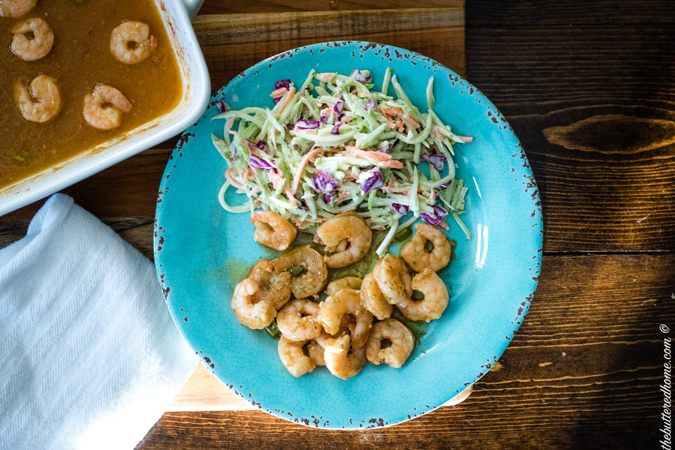 a plate of spicy bbq shrimp