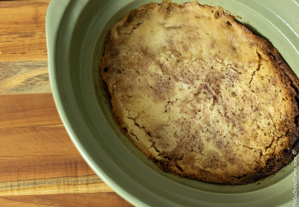 crockpot blueberry cobbler in pan