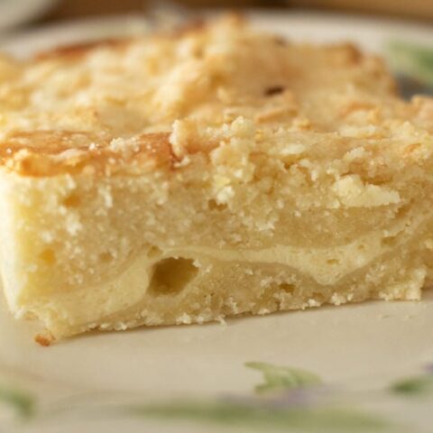 a slice of lemon coffee cake
