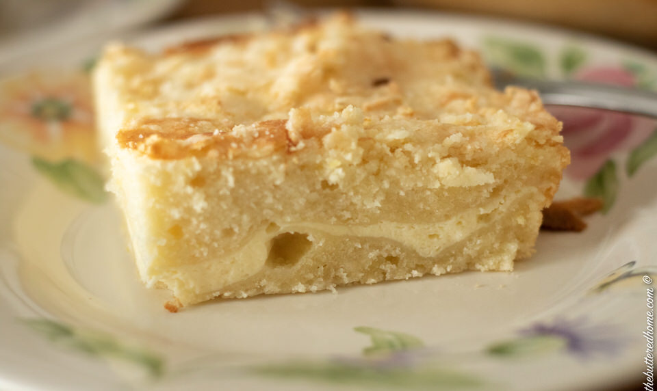 a slice of lemon coffee cake