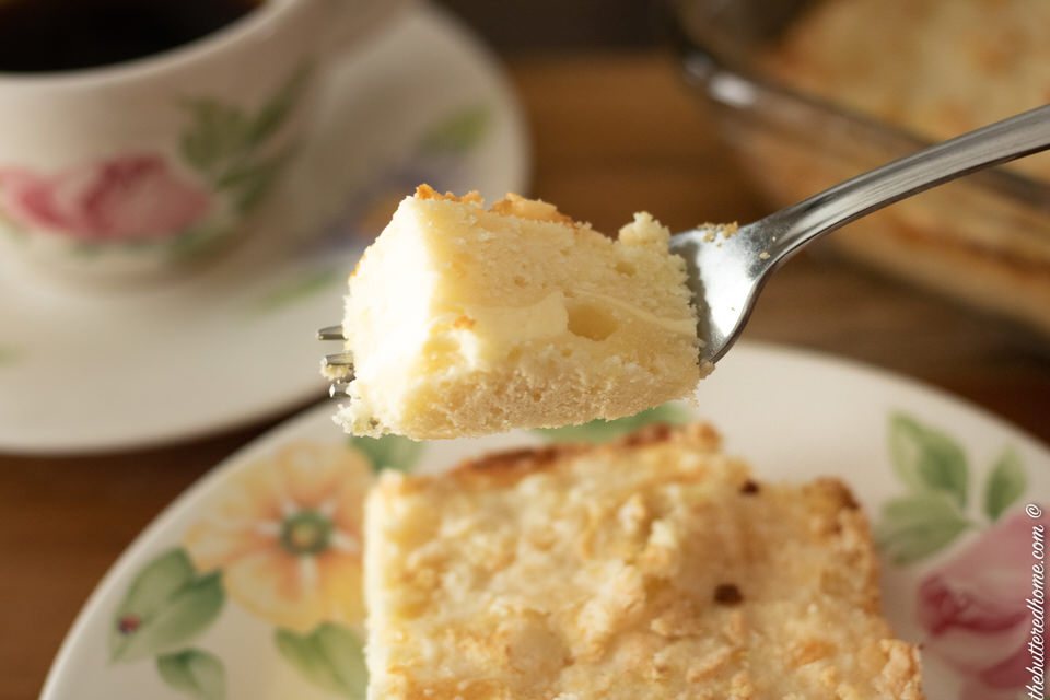 a bite of lemon coffee cake
