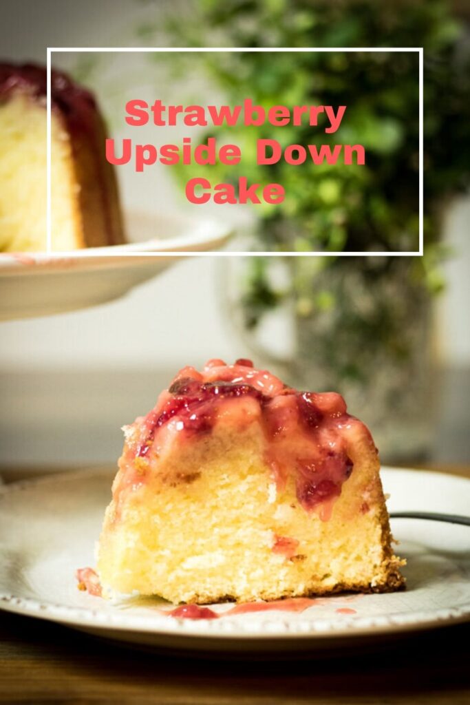 pinterest pin for Strawberry upside down cake