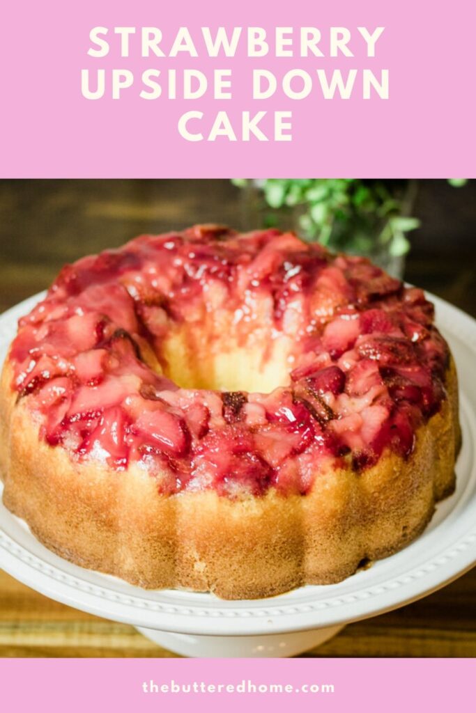 pinterest pin for Strawberry upside down cake