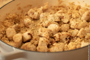 skillet of chicken and rice