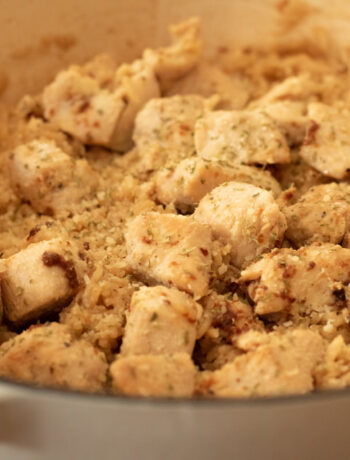 skillet of chicken and rice