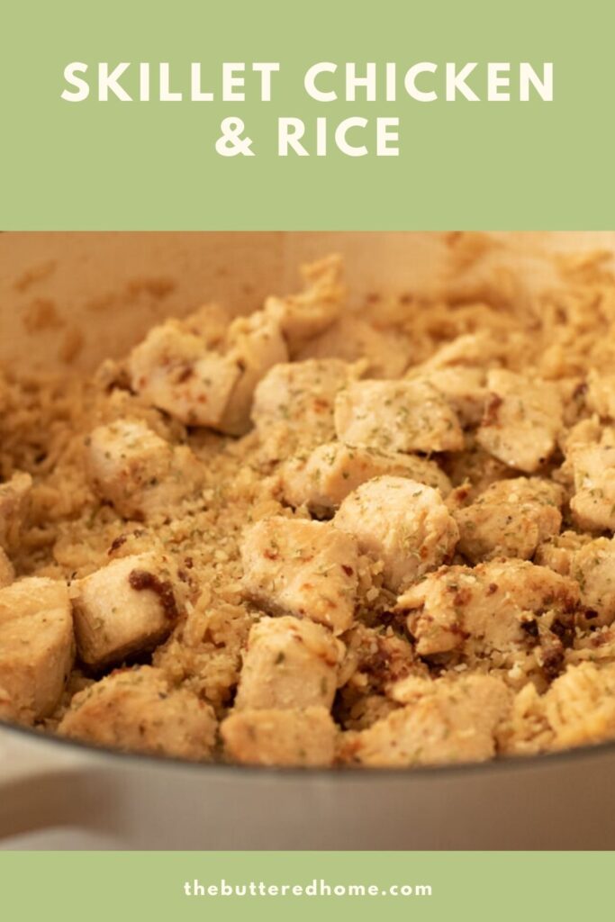 skillet chicken and rice pin for pinterest