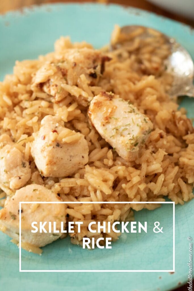 skillet chicken and rice pin for pinterest