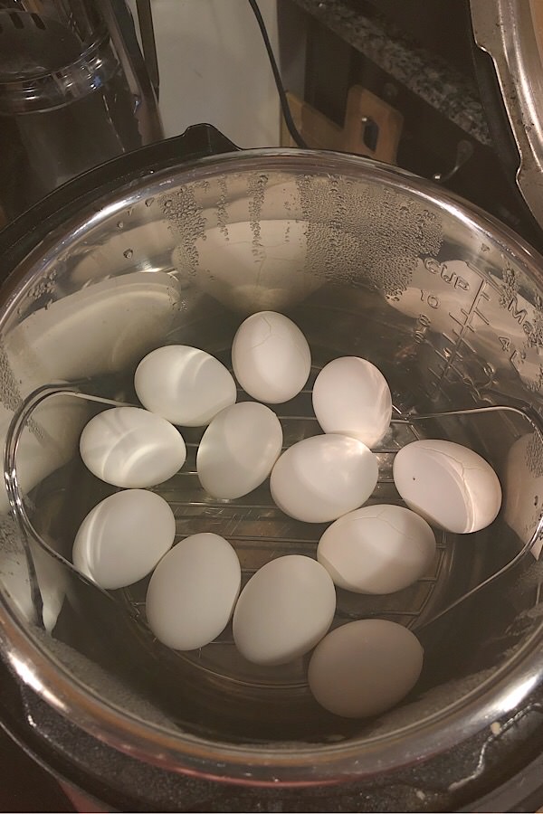 eggs on a trivet in the instant pot