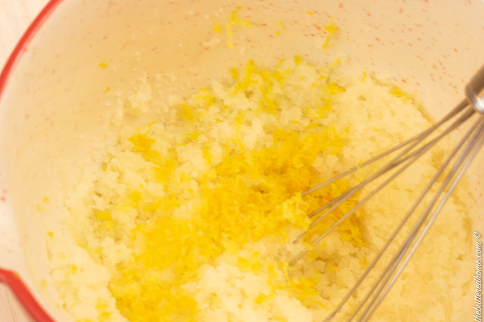mixing sugar and lemon zest