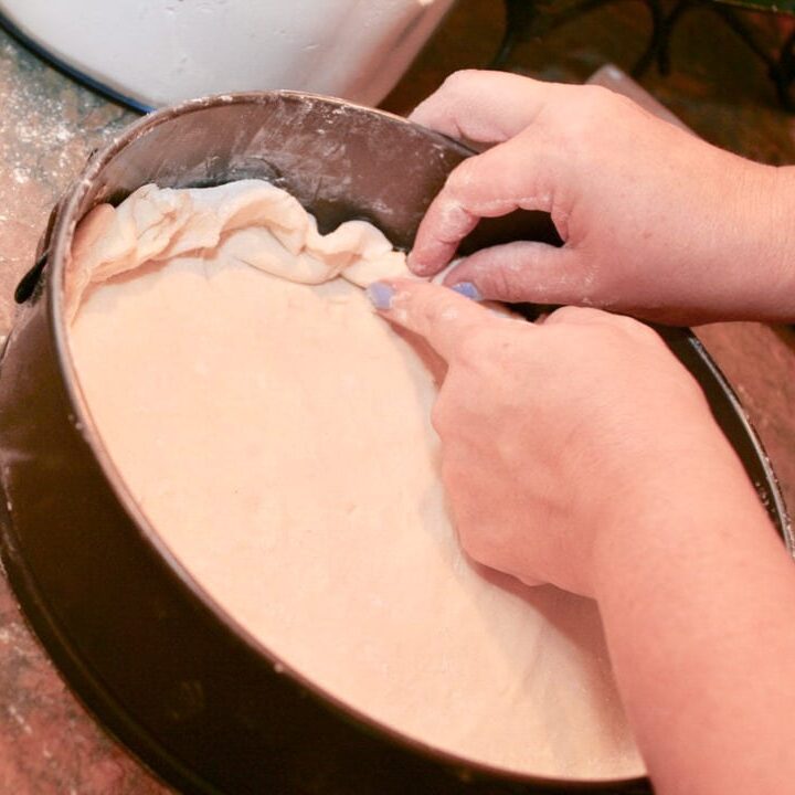 forming the raised edges in a pan
