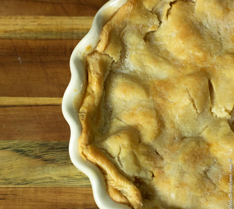 half view overhead of apple pie