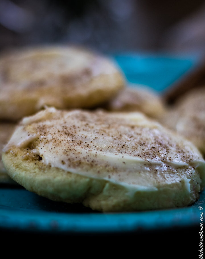 cinnamon roll cookies on a gray plate