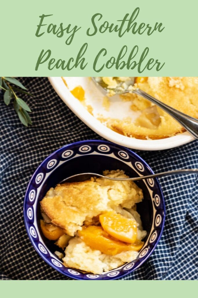 southern peach cobbler pin for Pinterest
