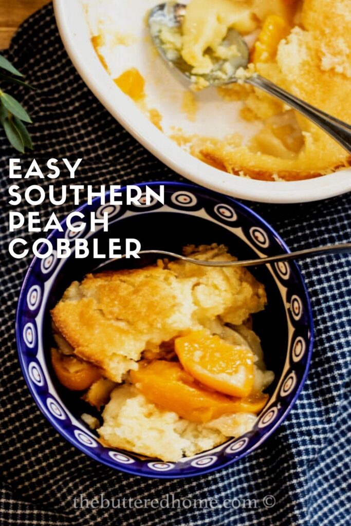 southern peach cobbler pin for Pinterest