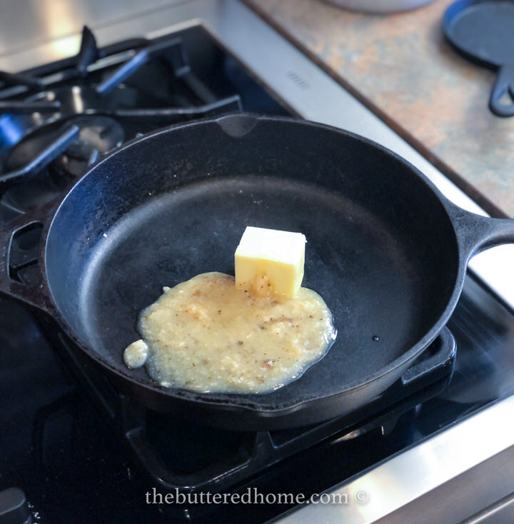 melting butter and bacon grease