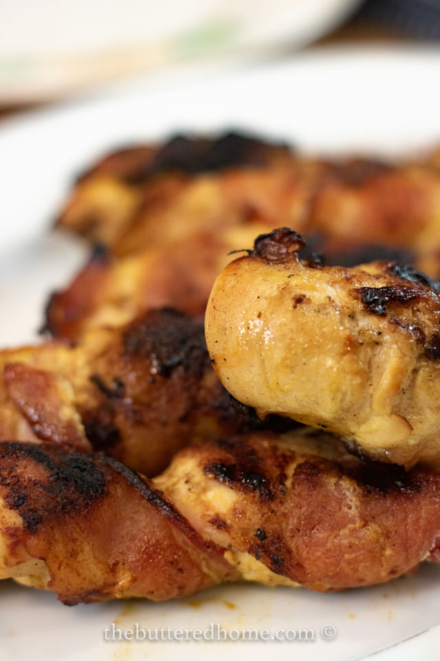 close up of grilled Hawaiian bacon and chicken