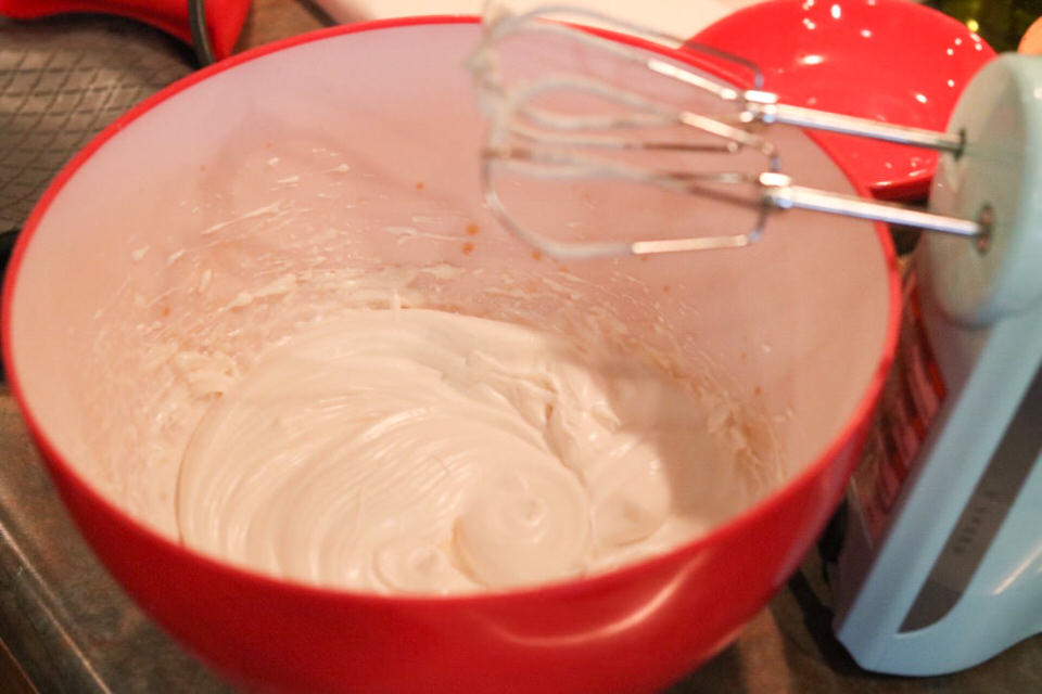 meringue whipped in a bowl