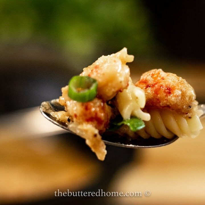 spoonful of crawfish pasta