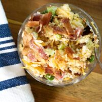 overhead view of cornbread salad