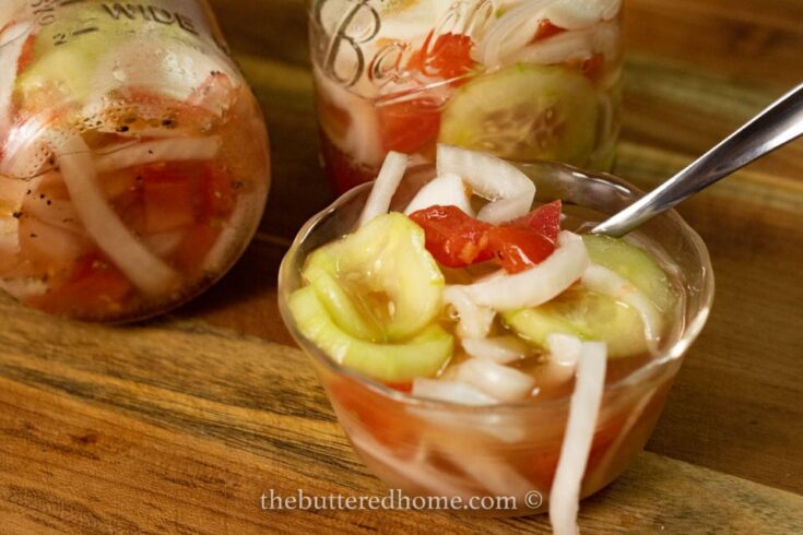 close up of tomato onion and cucumber salad