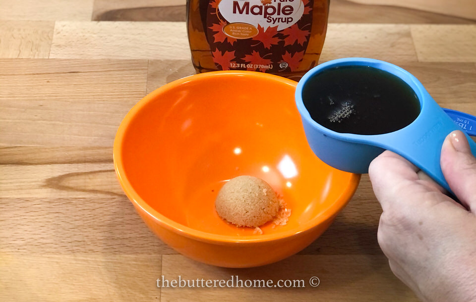 adding maple syrup to brown sugar