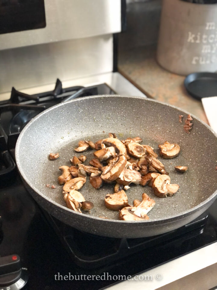 sautéing sliced mushrooms
