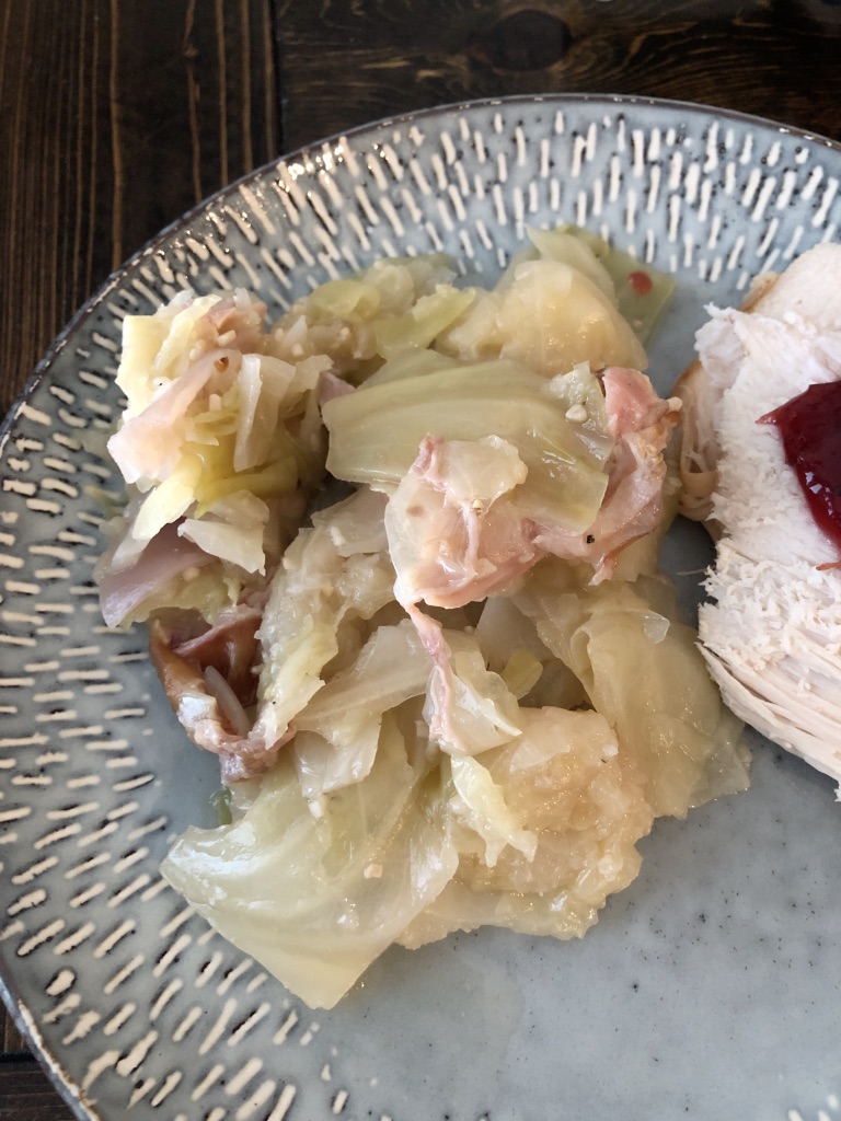 serving of cabbage on a grey plate