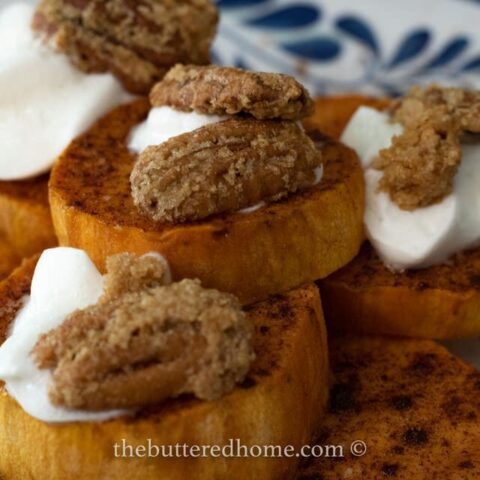 close up of sweet potato bites