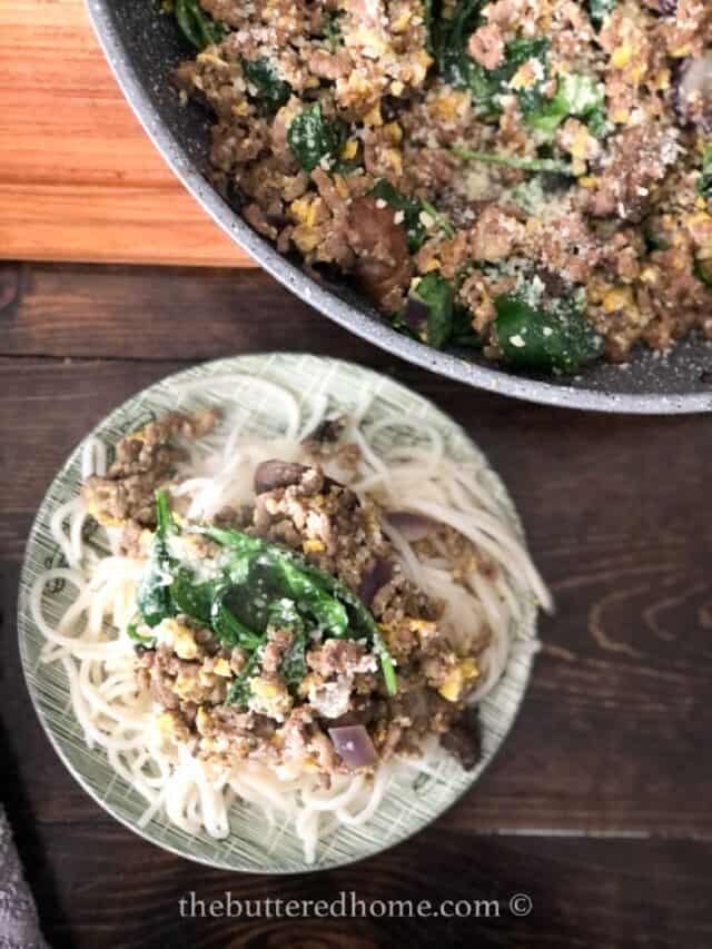 Ground Beef and Spinach Low Carb Skillet Meal: HOLIDAY RECOVERY!
