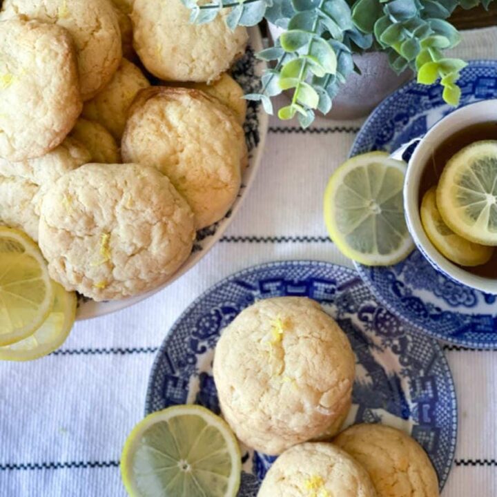 table set for tea with lemon cookies