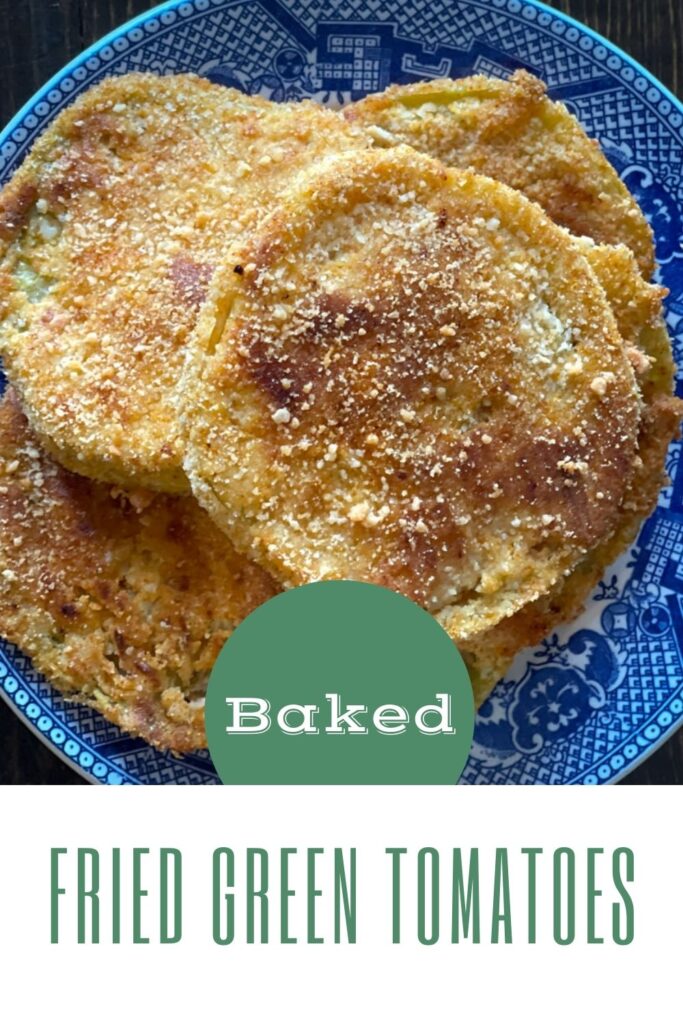 baked fried green tomato pin for pinterest
