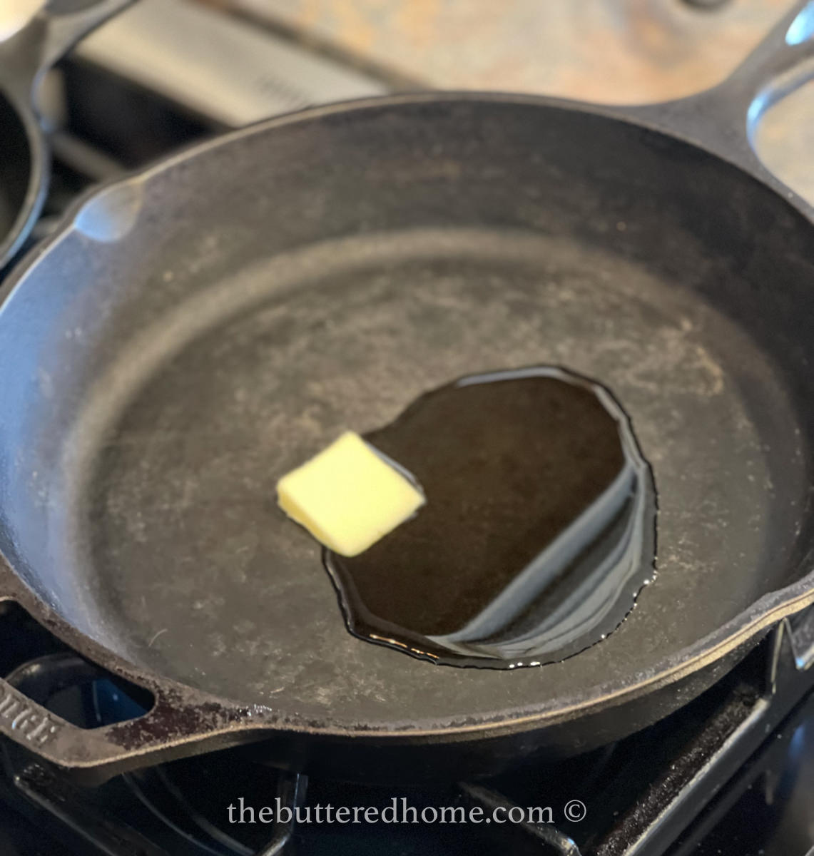 melting olive oil and butter in skillet
