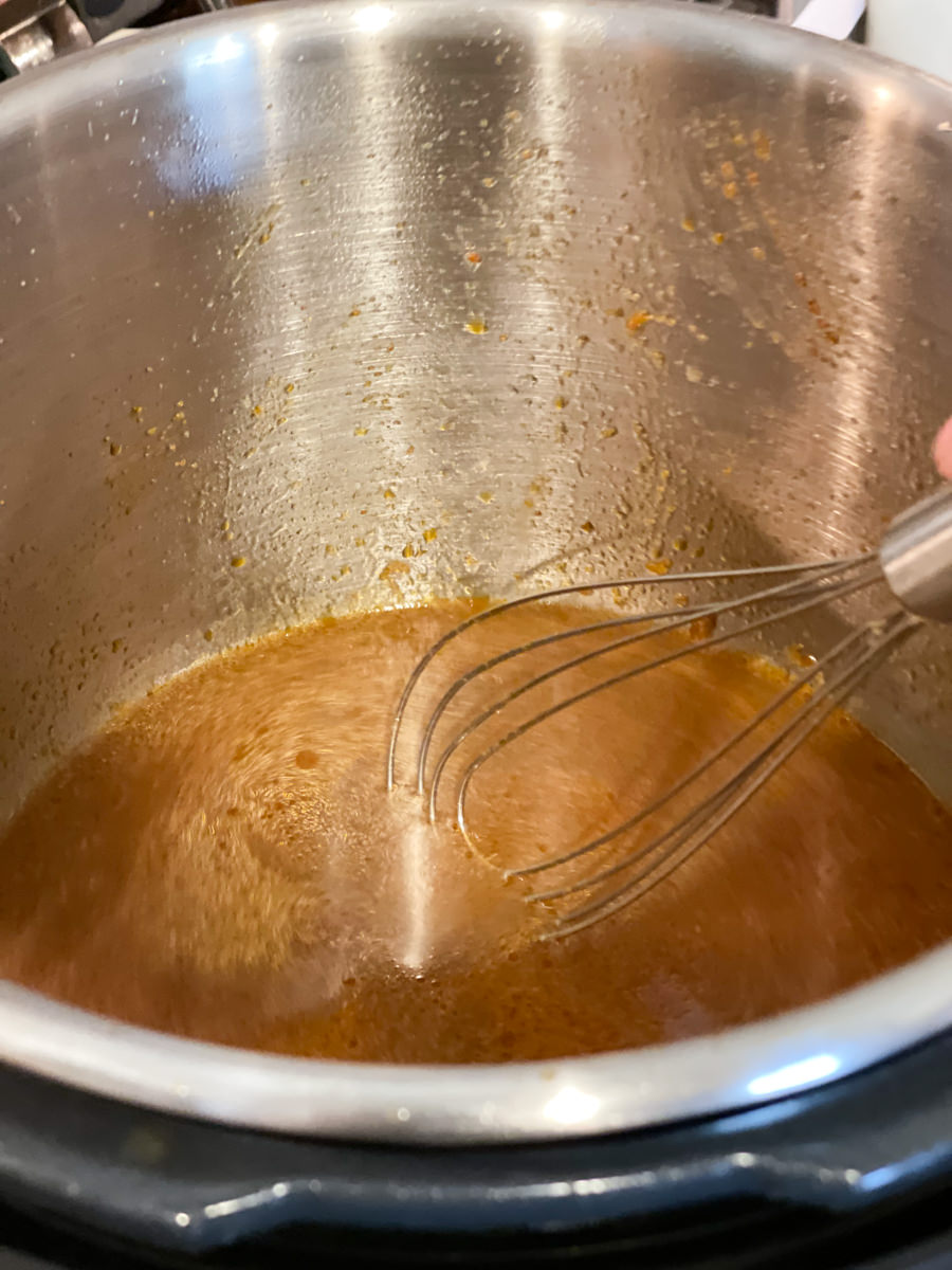 sauteing the pan juices