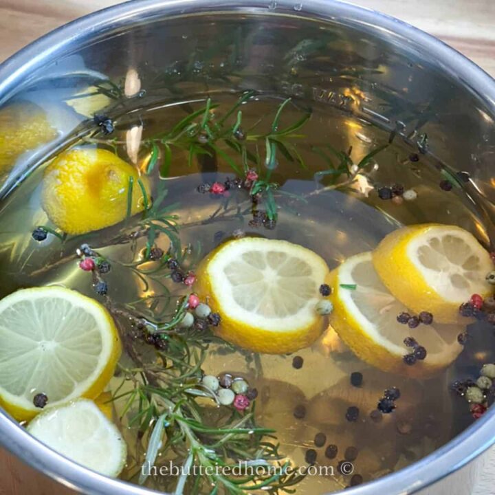 lemons and rosemary simmering on stove