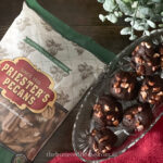 overhead view of crystal dish with mocha truffles