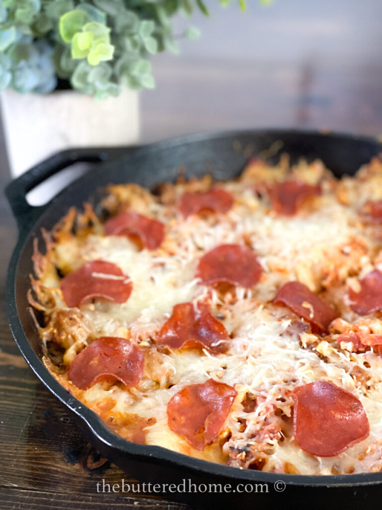 Low Carb Pepperoni Pizza Casserole - The Buttered Home