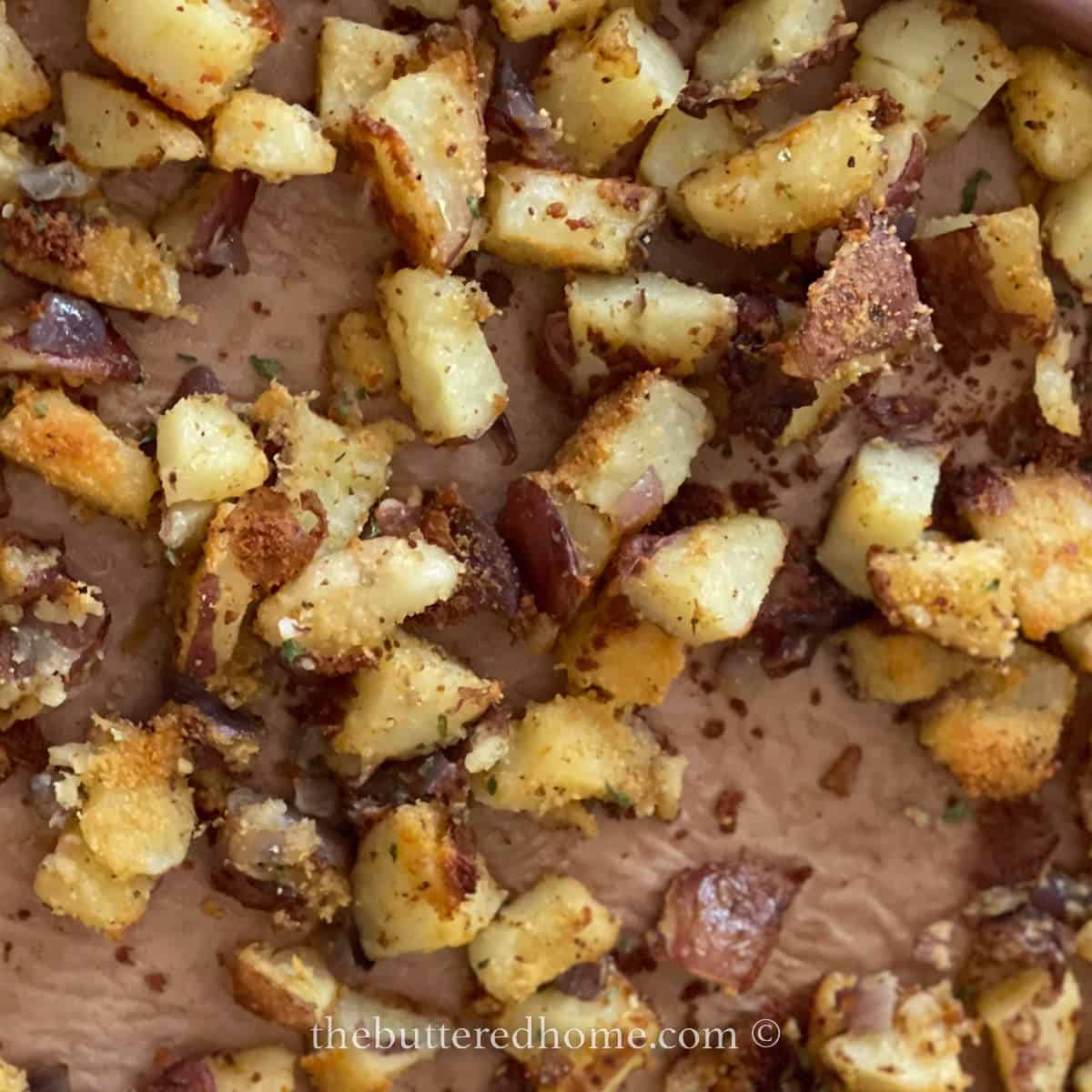 close up of roasted potatoes