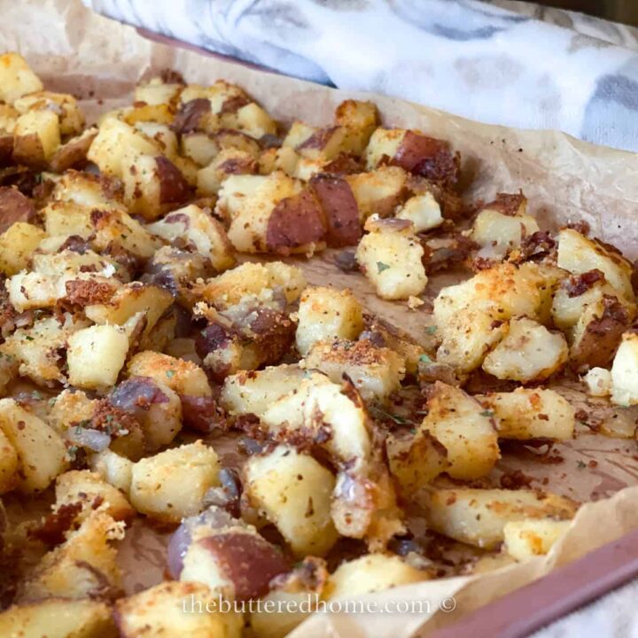 roasted potatoes with green parsley sprinkled on top