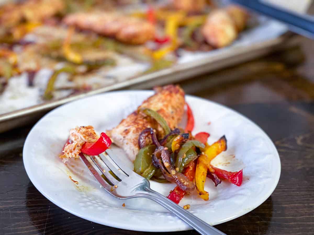 chicken fajitas with colorful peppers