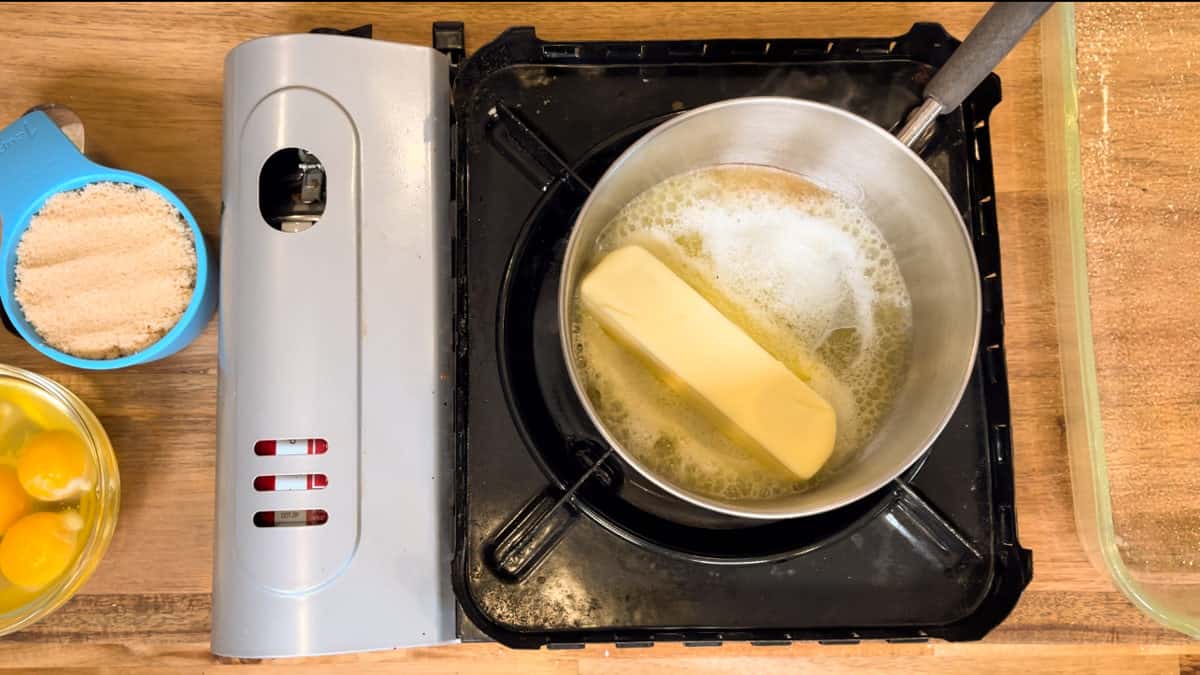 melting butter in a boiler.