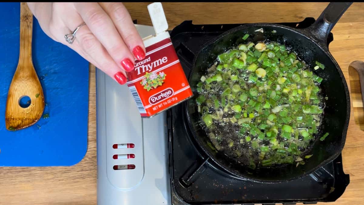 adding thyme.