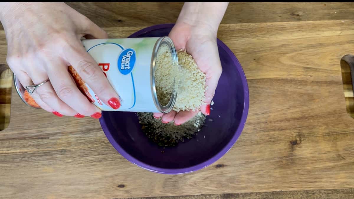 adding panko bread crumbs.